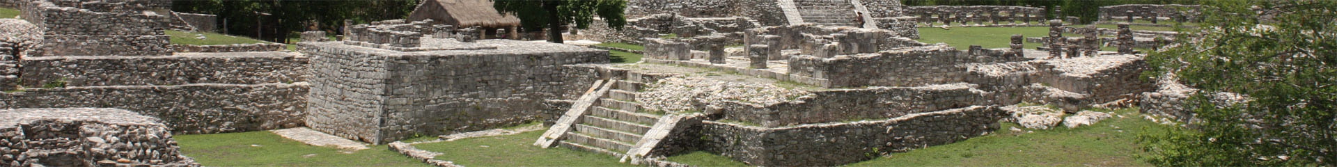 The main plaza of the pyramid of Mayapan, Yucatan, Mexico